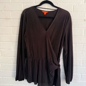 Joe Fresh Black Pleated Wrap Blouse